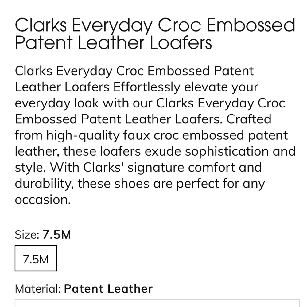 Clarks Everyday Croc Embossed
Patent Leather Loafers, NEW, Size 7.5 - Picture 6 of 16